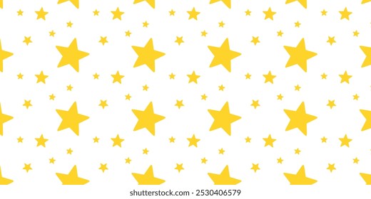 Various size of Yellow star scattered in white background with seamless pattern. Star wallpaper
