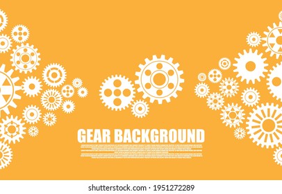 Various sizes of gear wheels, technology on a yellow background. EP.1.Used to decorate on message boards, advertising boards, publications and other works