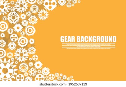 Various sizes of gear wheels, technology on a yellow background. EP.3.Used to decorate on message boards, advertising boards, publications and other works