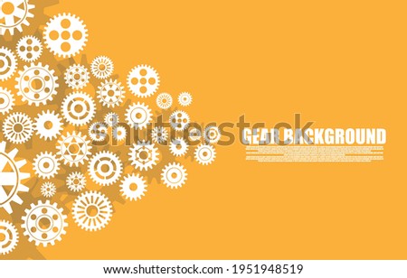 Various sizes of gear wheels, technology on a yellow background. EP.2.Used to decorate on message boards, advertising boards, publications and other works