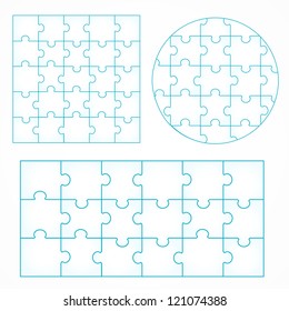 Various sizes puzzle isolated on white background, vector illustration, graphic design editable for your design. Puzzle Logo