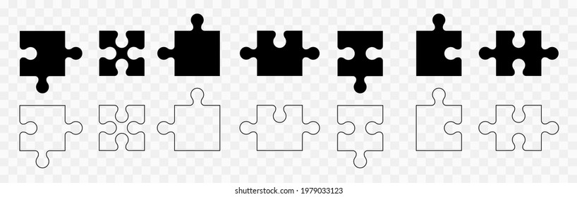 Various sizes puzzle set. Puzzle pieces vector set. Separate the ability to change