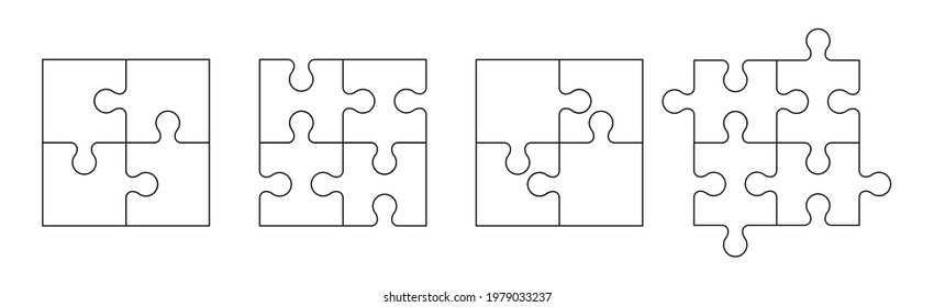 Various sizes puzzle set. Puzzle pieces vector set. Separate the ability to change