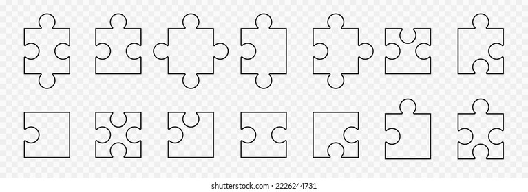 Various sizes puzzle set. Puzzle pieces vector set. Separate the ability to change