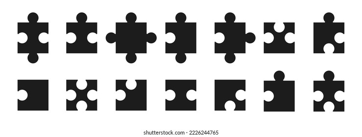 Various sizes puzzle set. Puzzle pieces vector set. Separate the ability to change