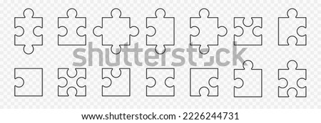 Various sizes puzzle set. Puzzle pieces vector set. Separate the ability to change