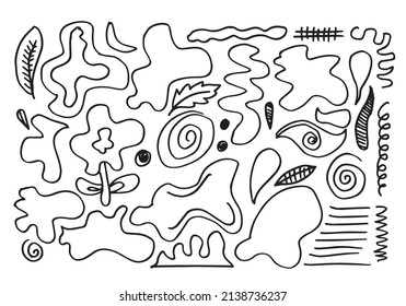 Verschiedene skizzenhafte Doodle Abstrakte, Direction Zeiger Formen und Objekte für Design-Element.