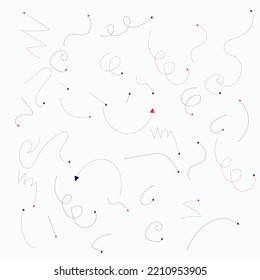 Varias Flechas de Doodle. Conjunto de vectores abstractos dibujados a mano. Direction punteros Formas y objetos. Indicadores de orientación de curvas y ondas. Vector