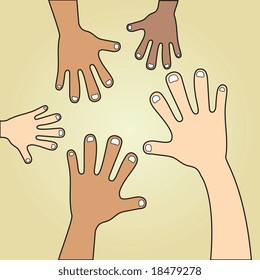 Various skin tones of hands