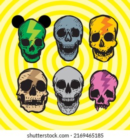 various skull with pop color