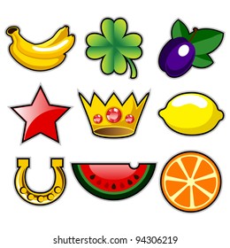 Various slot machine fruit icons vector