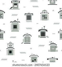 Varias Casas Pequeñas Sin Maravilla. Casas de Caricatura, Edificios De La Ciudad, Casa Residencial Suburbana. Edificio De Diferentes Fachadas.