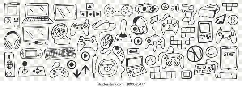 Various Smart Gadgets Doodle Set