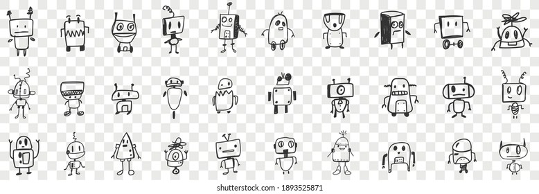 Various smart robots doodle set