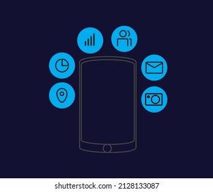 various smartphone functions icon , vector illustration