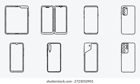Vários designs de contorno de smartphone e formas para uso de modelo e maquete