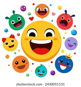 various smiley emoticons vector illustration