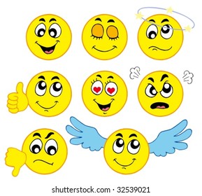 Various smileys 1 on white background - vector illustration.