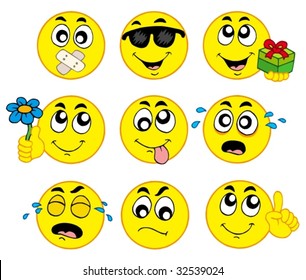 Various smileys 2 on white background - vector illustration.