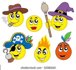 Various smileys 3 on white background - vector illustration.