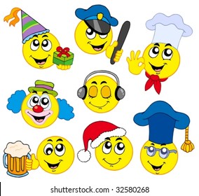 Various smileys 4 on white background - vector illustration.