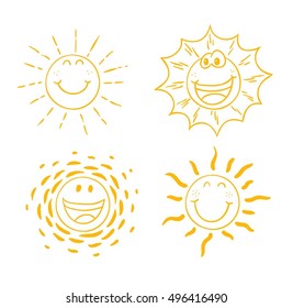 various smiling sun cartoon