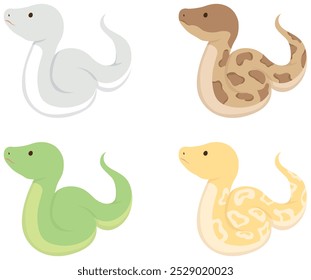 Various snakes set. Vector illustration.