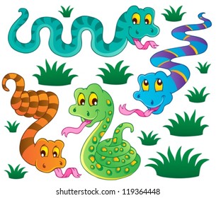 Various snakes theme collection 1 - vector illustration.