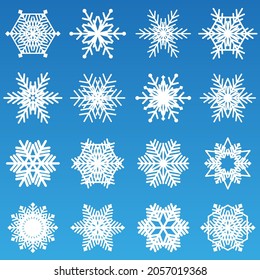 various snowflake icon in white stroke style by vector design