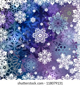 various snowflakes on a dark blue background