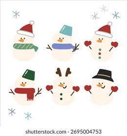 Verschiedene Schneemann-Illustrationssatz [Winter Christmas]