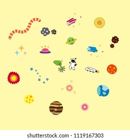 Various Space background and objects that can be used as wallpaper for children's rooms