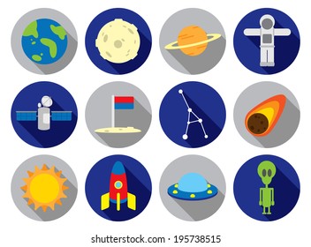 various space object flat icon