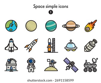 Various space and star icons