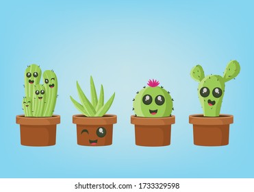 Imagen vectorial de cactus de varias especies