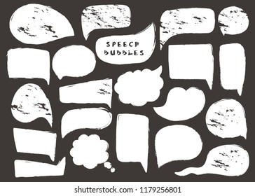 Various speech bubbles. Chalkboard style. Hand drawn vector collection