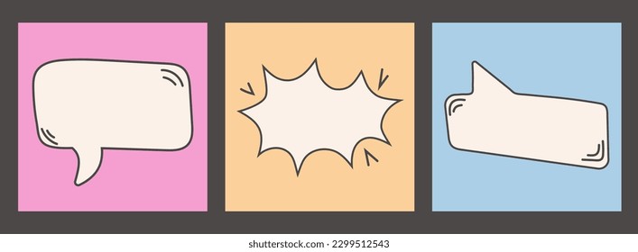 Various Speech Bubbles hand drawn vector illustration. Message, texting, typing concept. Cartoon style.