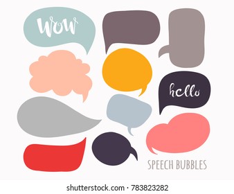 Various speech bubbles. Hand drawn vector collection