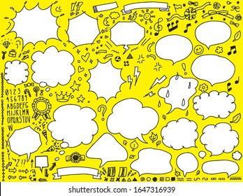 various speech bubbles and icons vector set - doodle style