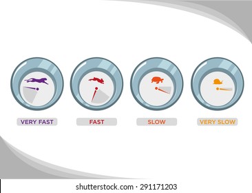 Various Speeds symbolized by animals concept that may apply in technology and more. Editable Clip art.