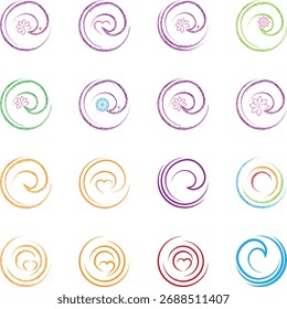 Vários coleção espiral, logotipo espiral, ícone