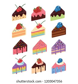Various Sponge Cake Piece Sweet Fruit Snack Set
