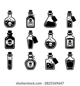 Various spooky potion bottles