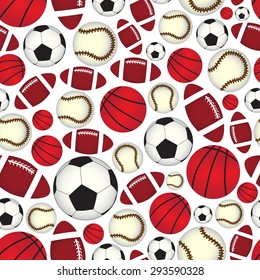 various sport balls seamless color pattern eps10