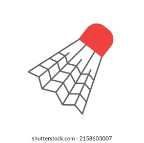 Various Sport equipment. Simple feather shuttlecock for playing tennis or badminton. Fitness inventory and accessories. Active lifestyle. Cartoon flat vector illustration isolated on white background