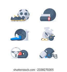 Various Sport equipment,Fitness inventory,Healthy lifestyle concept