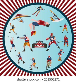 Various sport figures in motion, vector illustration