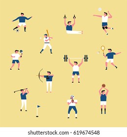 various sports game vector illustration flat design