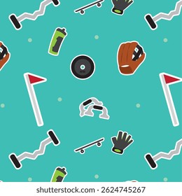 Various sports objects pattern. Vector illustration
