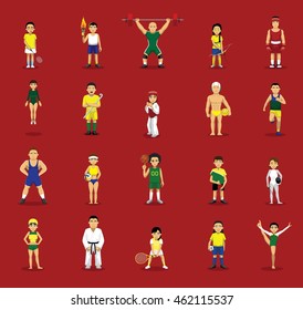 Various Sportsman Competition Uniform Cartoon Vector Illustration